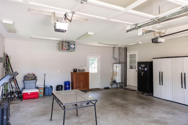 1014 22nd St E, Buena Vista, VA 24416 - garage with gas water heater, a garage door opener, and a heating unit