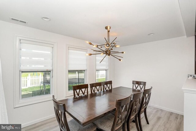 9523 Fall Haven Rd, Fredericksburg, VA 22407 - dining area with a chandelier and light wood-style floors