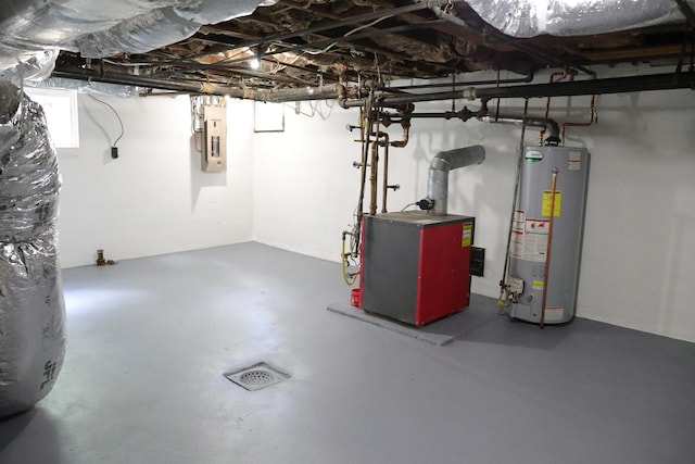 645 Cherry Ave, Waynesboro, VA 22980 - unfinished basement with gas water heater, electric panel, and a heating unit