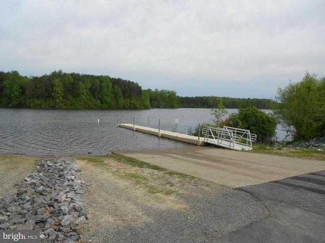 15210 Lost Horizon Ln, Fredericksburg, VA 22407 - dock area with a boat ramp, a water view, and a wooded view