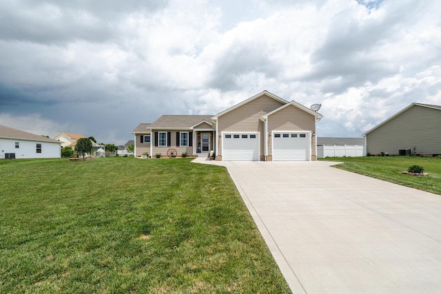375 Mesa Ct, Broadway, VA 22815 - ranch-style house with an attached garage, a front lawn, and concrete driveway