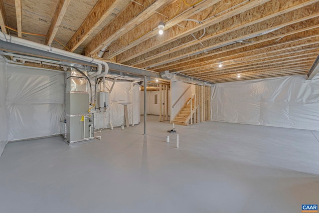 10A Sablewood Dr, Charlottesville, VA 22911 - unfinished below grade area with heating unit and stairway