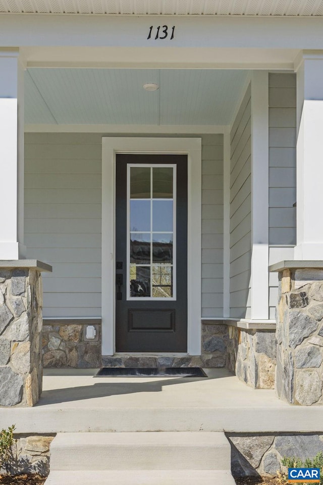 10A Sablewood Dr, Charlottesville, VA 22911 - property entrance featuring a porch and stone siding