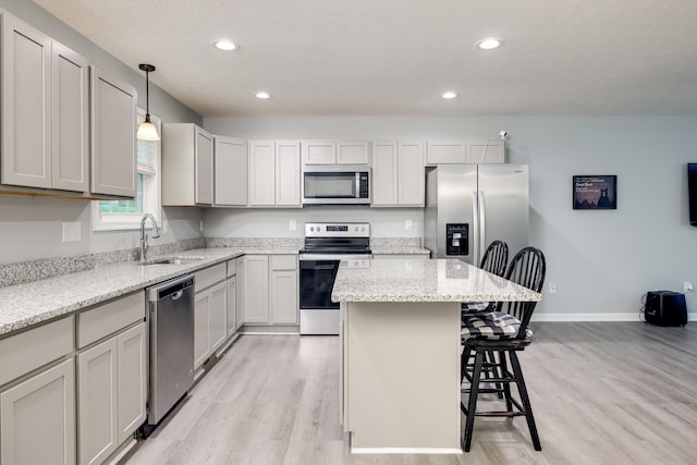 4001 Moreland Gap Rd, New Market, VA 22844 - kitchen with stainless steel appliances, a sink, light wood-style floors, baseboards, and recessed lighting