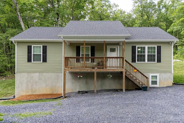 4001 Moreland Gap Rd, New Market, VA 22844 - view of front facade with roof with shingles, stairs, and covered porch