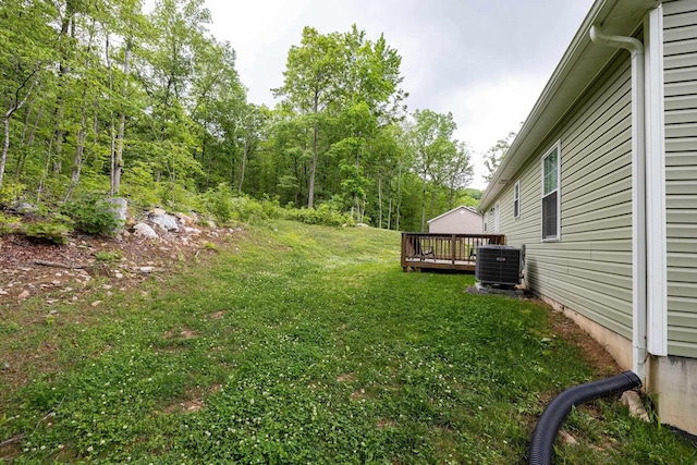4001 Moreland Gap Rd, New Market, VA 22844 - view of grassy yard featuring cooling unit and a wooden deck