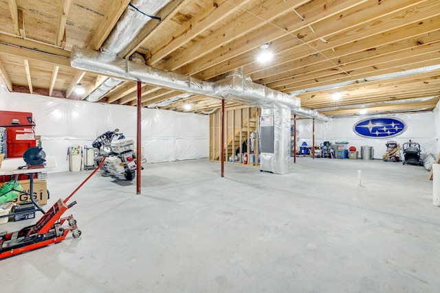 4001 Moreland Gap Rd, New Market, VA 22844 - unfinished basement featuring stairway and heating unit