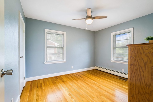 78 Stuart Ave, Stuarts Draft, VA 24477 - spare room with a baseboard heating unit, plenty of natural light, light wood-style flooring, and ceiling fan