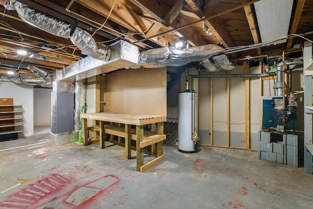 78 Stuart Ave, Stuarts Draft, VA 24477 - unfinished basement featuring water heater and a workshop area