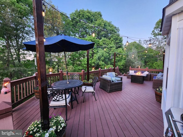 10010 Peppermill Ct, Fredericksburg, VA 22407 - wooden terrace with an outdoor living space with a fire pit and outdoor dining area