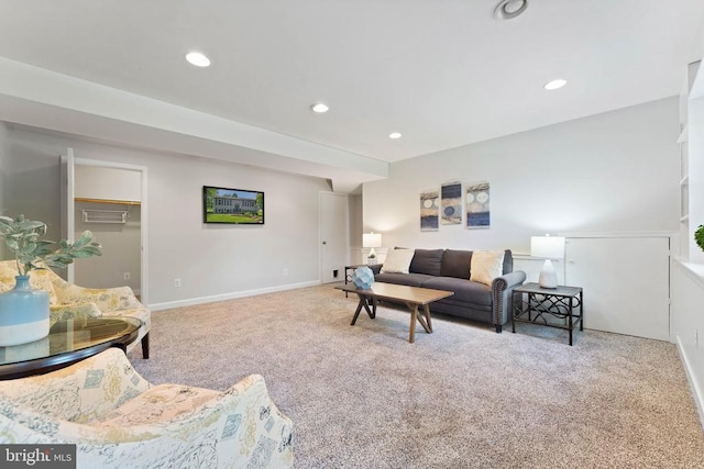 - carpeted living area featuring recessed lighting