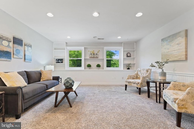  - carpeted living area featuring recessed lighting
