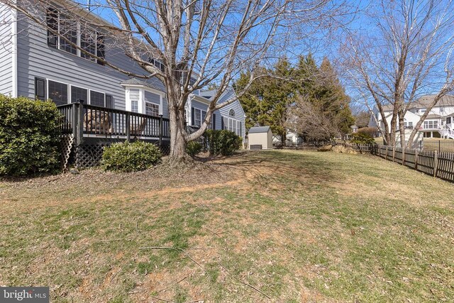 view of yard with a deck