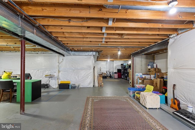 view of unfinished basement