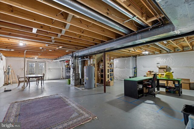 below grade area with gas water heater and heating unit