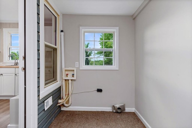 837 Faber Ave, Waynesboro, VA 22980 - laundry room with hookup for a washing machine, baseboards, carpet, and hookup for an electric dryer