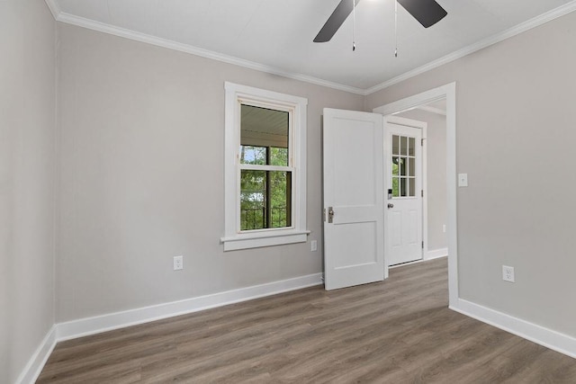 837 Faber Ave, Waynesboro, VA 22980 - spare room featuring wood finished floors, a ceiling fan, baseboards, and ornamental molding