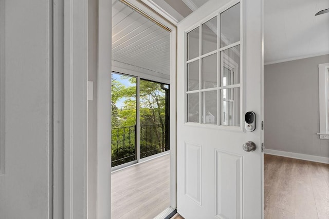 837 Faber Ave, Waynesboro, VA 22980 - entryway featuring wood finished floors, crown molding, and baseboards