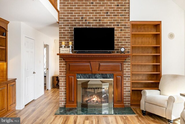 102 Spotswood Rd, Locust Grove, VA 22508 - living room with a premium fireplace, wood finished floors, and baseboards