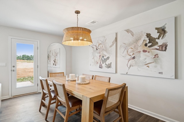 240 Camden Dr, Waynesboro, VA 22980 - dining area with dark wood-style floors and baseboards