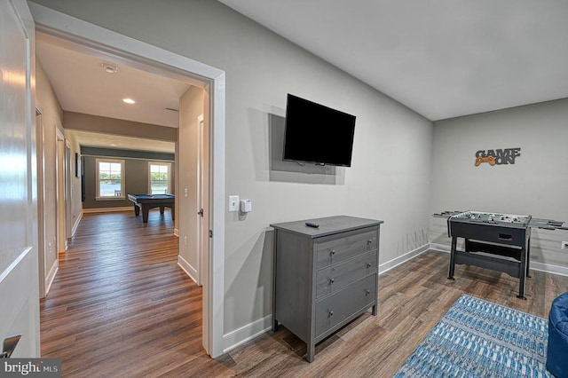 330 Rock Island Rdg, Mineral, VA 23117 - playroom with wood finished floors, baseboards, billiards table, and recessed lighting