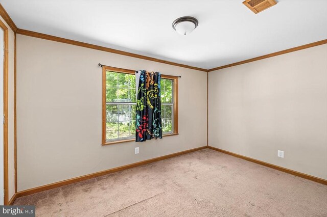 13602 Flank March Ln, Spotsylvania, VA 22551 - spare room featuring crown molding, carpet flooring, baseboards, and visible vents