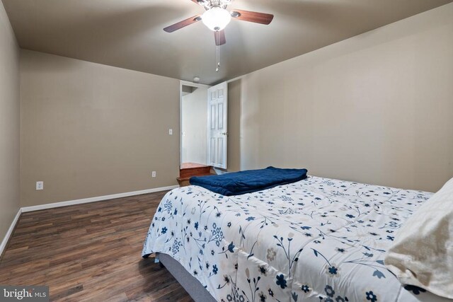 5585 Sperryville Pike, Boston, VA 22713 - bedroom with dark wood finished floors, baseboards, and ceiling fan