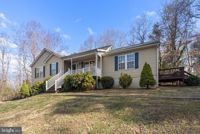 5585 Sperryville Pike, Boston, VA 22713 - ranch-style house with a porch, stairs, and a front lawn