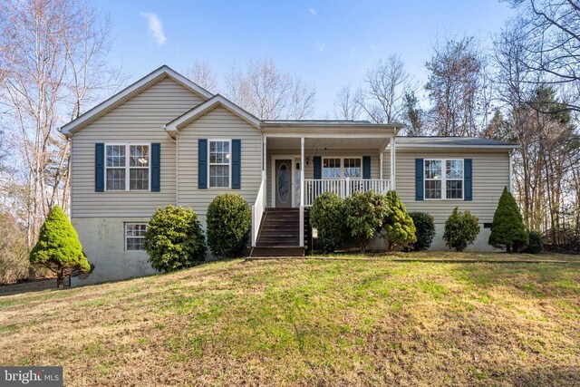 5585 Sperryville Pike, Boston, VA 22713 - ranch-style home featuring a porch, a front yard, and stairs