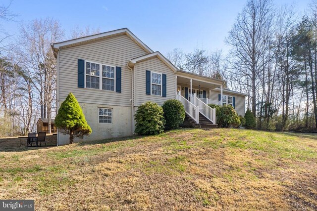 5585 Sperryville Pike, Boston, VA 22713 - single story home with a front lawn, covered porch, and stairway
