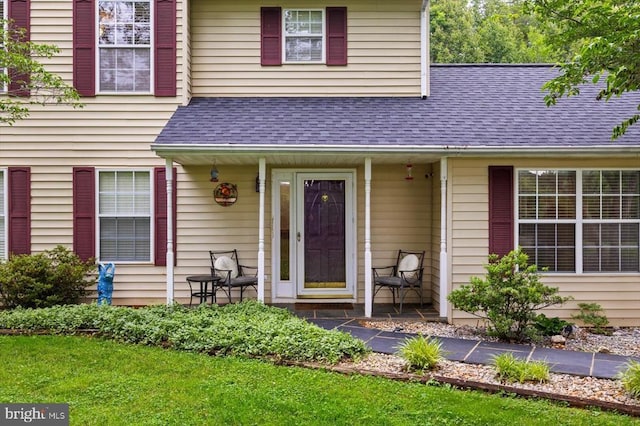 319 Fox Hunters Ln, Madison, VA 22727 - view of exterior entry featuring a shingled roof and covered porch