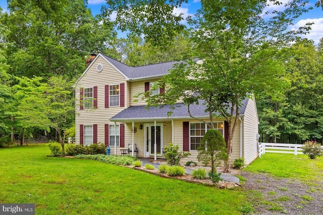 319 Fox Hunters Ln, Madison, VA 22727 - view of front of property featuring a chimney, a shingled roof, and a porch