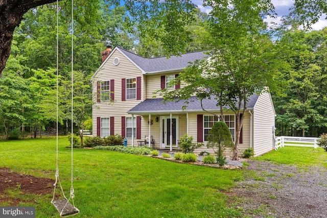 319 Fox Hunters Ln, Madison, VA 22727 - view of front of home featuring a chimney, roof with shingles, and a porch