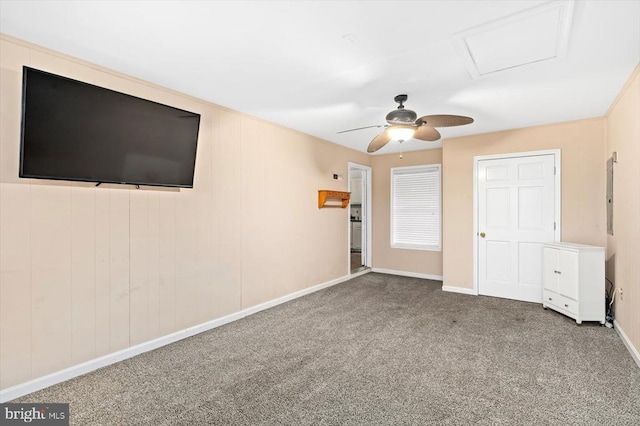 319 Fox Hunters Ln, Madison, VA 22727 - unfurnished bedroom featuring carpet floors, ceiling fan, and attic access