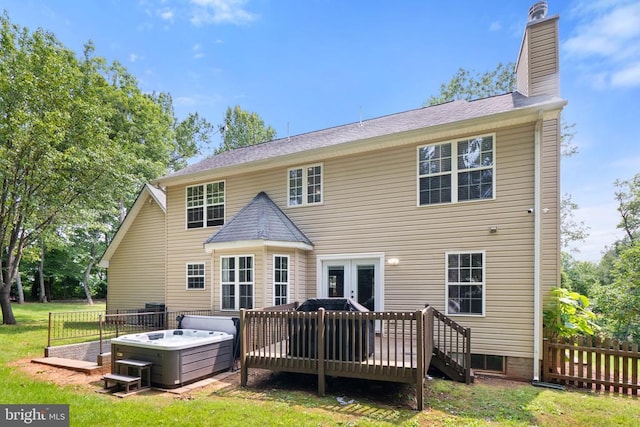 7221 Crockett Ave, Rapidan, VA 22733 - rear view of property with a deck, a chimney, and french doors