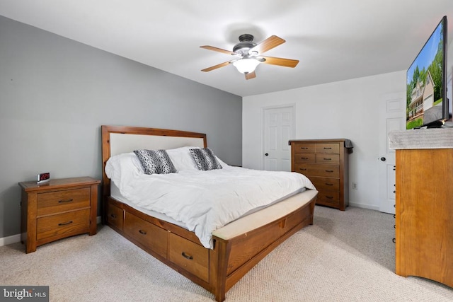 7221 Crockett Ave, Rapidan, VA 22733 - bedroom with light carpet, baseboards, and ceiling fan