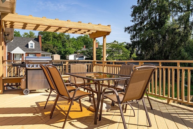 340 New York Ave, Harrisonburg, VA 22801 - wooden terrace with outdoor dining space, a pergola, and grilling area