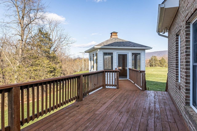 deck with a lawn