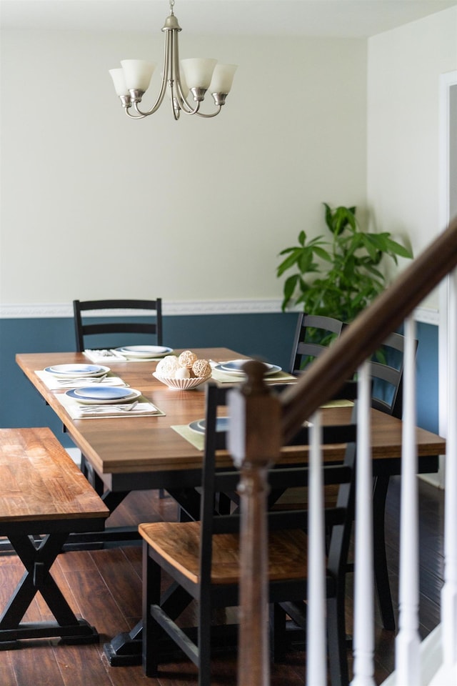 10 Zephyr Rd, Palmyra, VA 22963 - dining area with a chandelier and dark wood-style floors