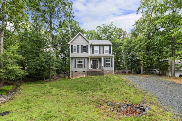 10 Zephyr Rd, Palmyra, VA 22963 - view of front of property featuring crawl space, a front yard, and gravel driveway