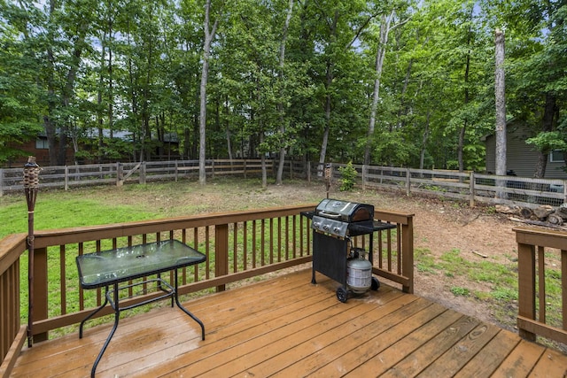 10 Zephyr Rd, Palmyra, VA 22963 - wooden terrace featuring a grill and view of wooded area