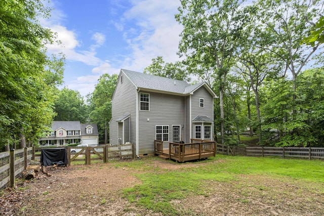 10 Zephyr Rd, Palmyra, VA 22963 - rear view of property featuring a deck, crawl space, and a shingled roof