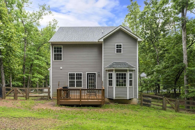 10 Zephyr Rd, Palmyra, VA 22963 - rear view of house featuring a deck and a shingled roof