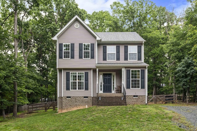 10 Zephyr Rd, Palmyra, VA 22963 - view of front of house with covered porch, crawl space, and view of scattered trees