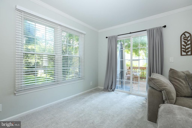769 Cherry Tree Ln, Warrenton, VA 20186 - carpeted living room with healthy amount of natural light and crown molding