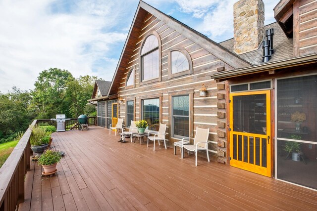945 Neese Ln, New Market, VA 22844 - wooden terrace featuring a grill