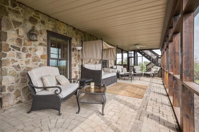 945 Neese Ln, New Market, VA 22844 - sunroom / solarium featuring outdoor lounge area and a ceiling fan