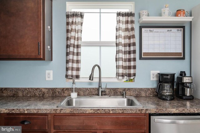 2245 Walnut Branch Dr, Culpeper, VA 22701 - kitchen with dishwasher, a sink, and dark countertops