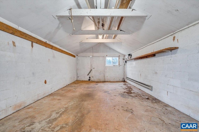 2420 James River Rd, Esmont, VA 22937 - below grade area with a garage and a baseboard heating unit