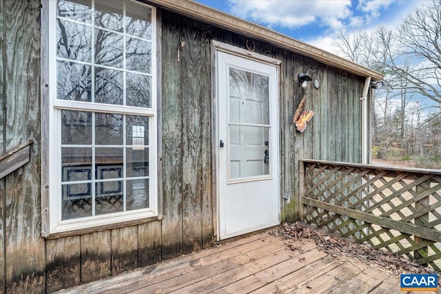 2420 James River Rd, Esmont, VA 22937 - view of exterior entry with a wooden deck